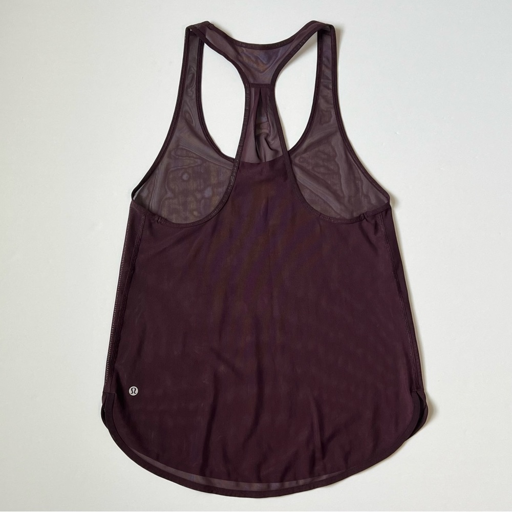 Lululemon 105 Singlet Tank Top *Mesh Burgundy Purple 6/S/Small Racerback Sheer - Picture 5 of 9